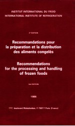 recomandations pour la preparation et la distribution des aliments congeles recommendations for the 