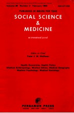 SOCIAL SCIENCE & MEDICINE AN INTERNATIONAL JOURNAL VOLUME 36 NUMBER 3 FOBRUARY 1993