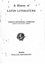 A HISTORY OF LATIN LITERATURE