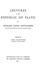 LECTURES ON THE REPUBLIC OF PLATO