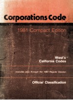 WEST'S CALIFORNIA CODES  COMPACT EDITION 1981  CORPORATIONS CODE