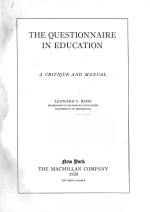 THE QUESTIONNAIRE IN EDUCATION:A CRITIQUE AND MANUAL