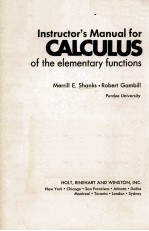 INSTRUCTOR'S MANUAL FOR CALCULUS OF THE ELEMENTARY FUNCTIONS