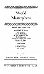 world masterpieces volume 2 literature of western culture since the renaissance