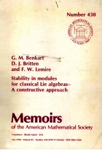 MEMOIRS OF THE AMERICAN MATHEMATICAL SOCIETY NUMBER 430 STABILITY IN MODULES FOR CLASSICAL LIE ALGEB